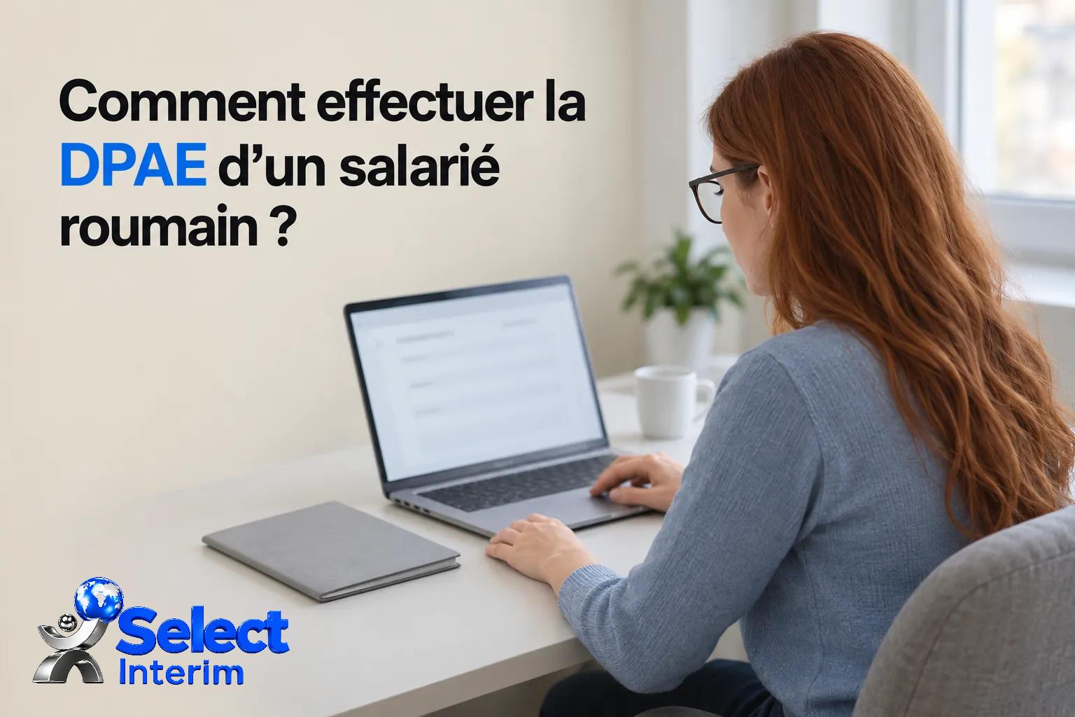 Une personne assise à un bureau utilise un ordinateur portable.
